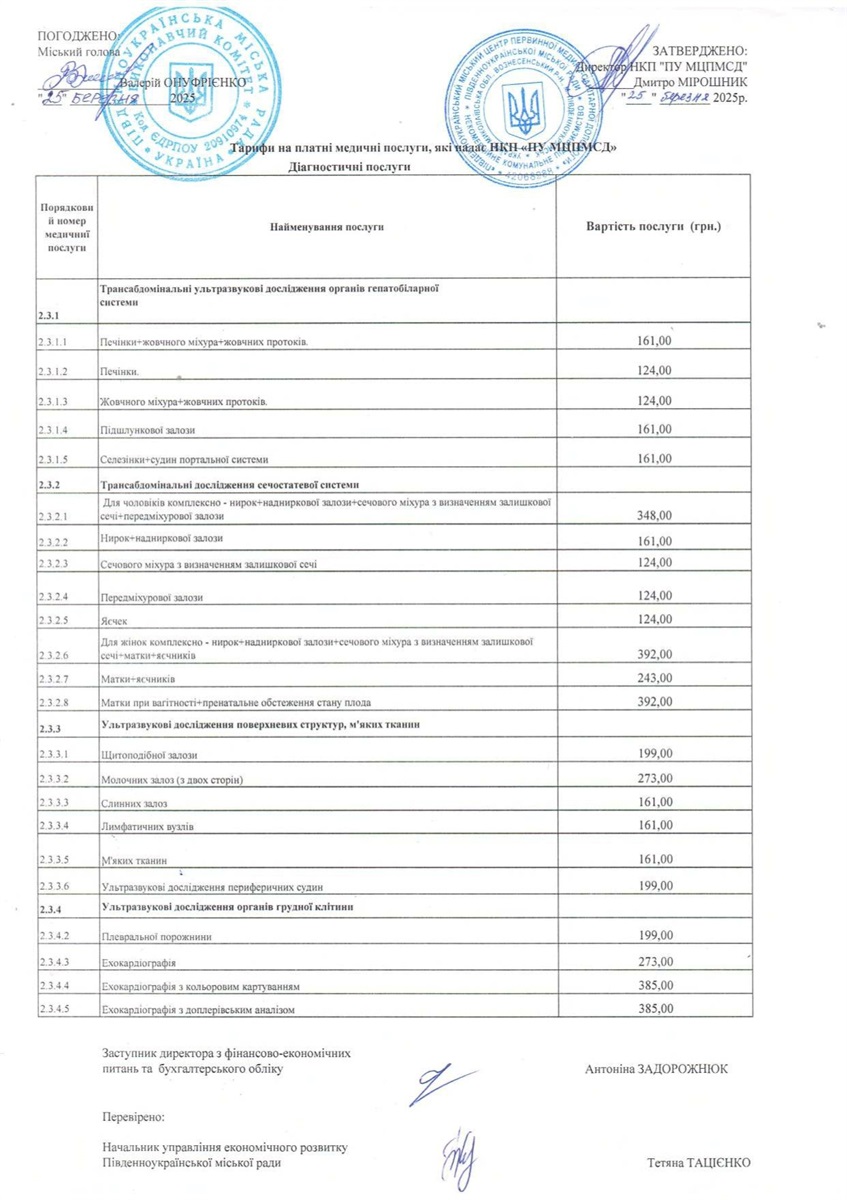 Діагностика у Південноукраїнську: вартість УЗД у центрі первинної допомоги