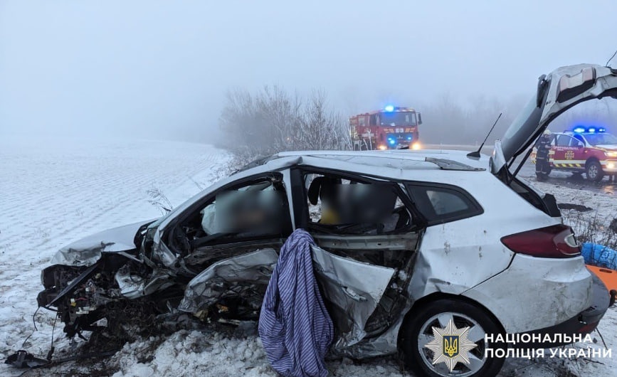 Автомобілі Renault Megane після зіткнення де загинув водій