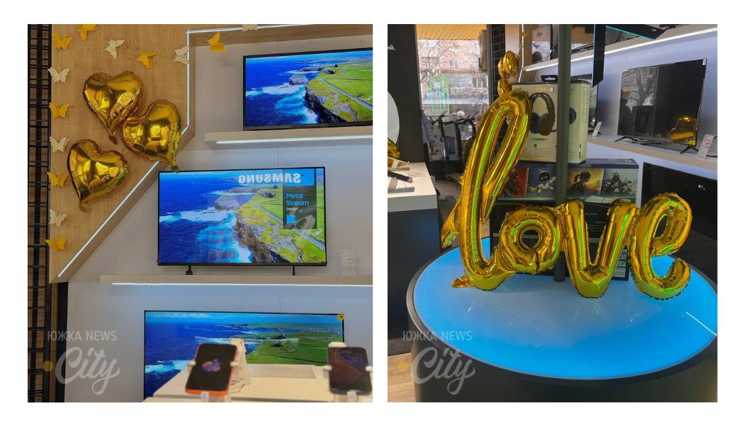 В магазинІ техніки "Кібернетики" навіть суворі гаджети «сусідять» із золотими написами «Love» та метеликами.