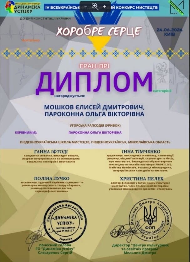 Подвійна перемога: фортепіанний дует Південноукраїнської школи мистецтв виборов два Гран-прі